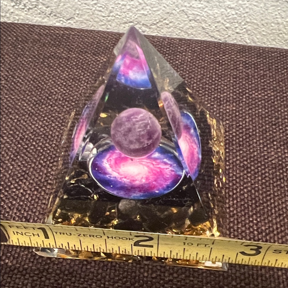 #1100**Orgone Pyramid with Cosmic Design and Gold Accents - Picture 7 of 14
